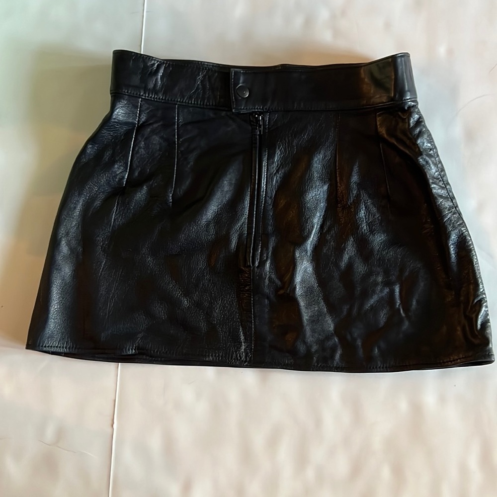Vintage Black Leather Mini Skirt, Women’s Small